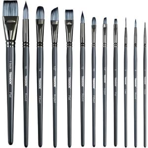 Transon Artist Paint Brush Set of 12 for Watercolor Acrylic Gouache Oil and Tempera Painting