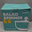 5.3Qt Stainless Steel Salad Spinner with Stop Button, BPA-Free Vegetable Lettuce Spinner, Transparent Lid & Drainage Hole, Non-Slip Base, Dishwasher Safe Fruit Washer (Black)