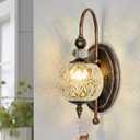 Vintage Bronze Wall Sconce with Glass Globe Shade Mid Century G9 Bulb Wall Light Indoor Wall Lamp for Bathroom Farmhouse Bedroom Living Room Hallway