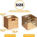 SpaceAid 6 Pack Wicker Basket, Storage Baskets for Organizing, Woven Rattan Basket with Handles for Shelves, Water Hyacinth Large Cube Organizer Storage Bin, 10.5x10.5x10.5 inch, Natural
