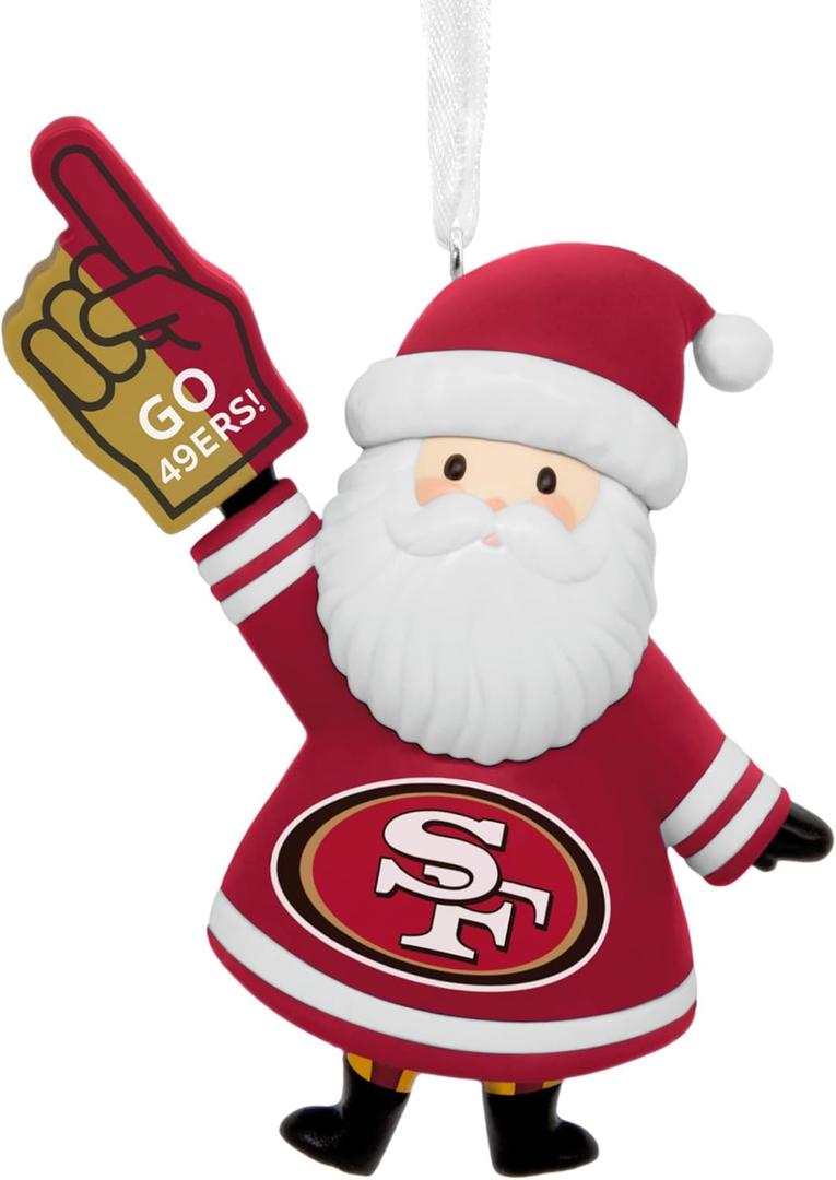 Hallmark NFL San Francisco 49ers Santa Fan Christmas Ornament, Gifts for Sports Fans