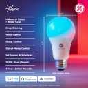 Cync GE A19 LED Smart Light Bulbs, Room Decor Aesthetic Bluetooth and WiFi Color Changing Lights, LED Indoor Light Bulb, Compatible with Alexa and Google (2 Pack)