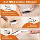 3-in-1 Pet Hair Remover Tool: Soft Dust Brush, Lint Roller for Clothes & Bench Brush with 180° Adjustable Handle, Pet Hair Removal for Dog/Cat Hair on Clothes, Bed, Sofa (White, One Size)
