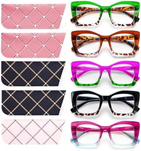 fadbon Oversized Square Reading Glasse for Women,Blue Light Blocking Oprah Style Large Frame Computer Readers Spring Hinge, +2,75