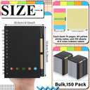 Qilery 150 Pack Lined Spiral Notebook Small Notepad and Pen Set Steno Pads Lined Notepad Black Pocket Notebook for Business Office Supplies