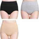 wirarpa Women's Cotton Underwear High Waisted Ladies Panties Full Coverage Briefs 3 Pack (Size S )