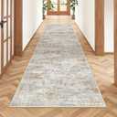 Rug Runners for Hallways Non Slip - 2x8 Runner Rug for Bedroom, Washable Runner with Rubber Backing, Soft Low-Pile Carpet for Kitchen, Laundry, Bathroom (2'x8', Grey/Rust)