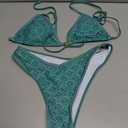 BEAUDRM Women's Triangle Thong Bikini Sets Y2k Floral Cute Bikinis String Swimsuits Bathing Suit (S)