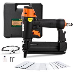 Pneumatic Brad Nailer,18 Gauge,2 in 1 Air Nail Gun Staple Gun,Accepts 2 Inch Brad Nails and Crown 1-5/8 inch Staples,with Carrying Case and 1000pcs Nails,for Carpentry, DIY,Woodworking (Black)