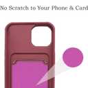 Unov Case Compatible with iPhone 15 Pro Max 5G Soft TPU Slim Protective Case with Dino Rainbow Dinosaur Dragon Card Holder Back Cover Case Wine Red