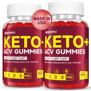 Keto ACV Gummies - Rapid Keto ACV Diet Supplement ACV Keto Gummies for Women Men - 1500mg Organic Gluten Free Apple Cider Vinegar with Mother - Support Gut Digestion (60 Count (Pack of 2)), BB Date: 13/12/2026