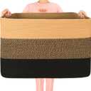 MINTWOOD Design 112L Extra Large Blanket Basket Holder Living Room, 25"x17"x16" Rectangle Rope Woven Storage Basket with Handles for Laundry, Pool Towels, Shoes, Dog Toy Organizer Bin Box, Black Jute