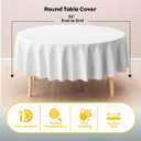 Party Solids White Round Tablecloths Plastic Table Cloth Disposable 48 Pack 84" Inch Round Table Cloth Disposable White Tablecloths Plastic Tablecloth Indoor/Outdoor Tablecloth Party Supplies