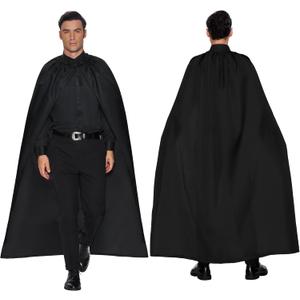 Spooktacular Creations Halloween Cape Costume, Black Cape for Adult, Black Cloak Knight for Halloween Dress Up Party Cosplay (Black, L)