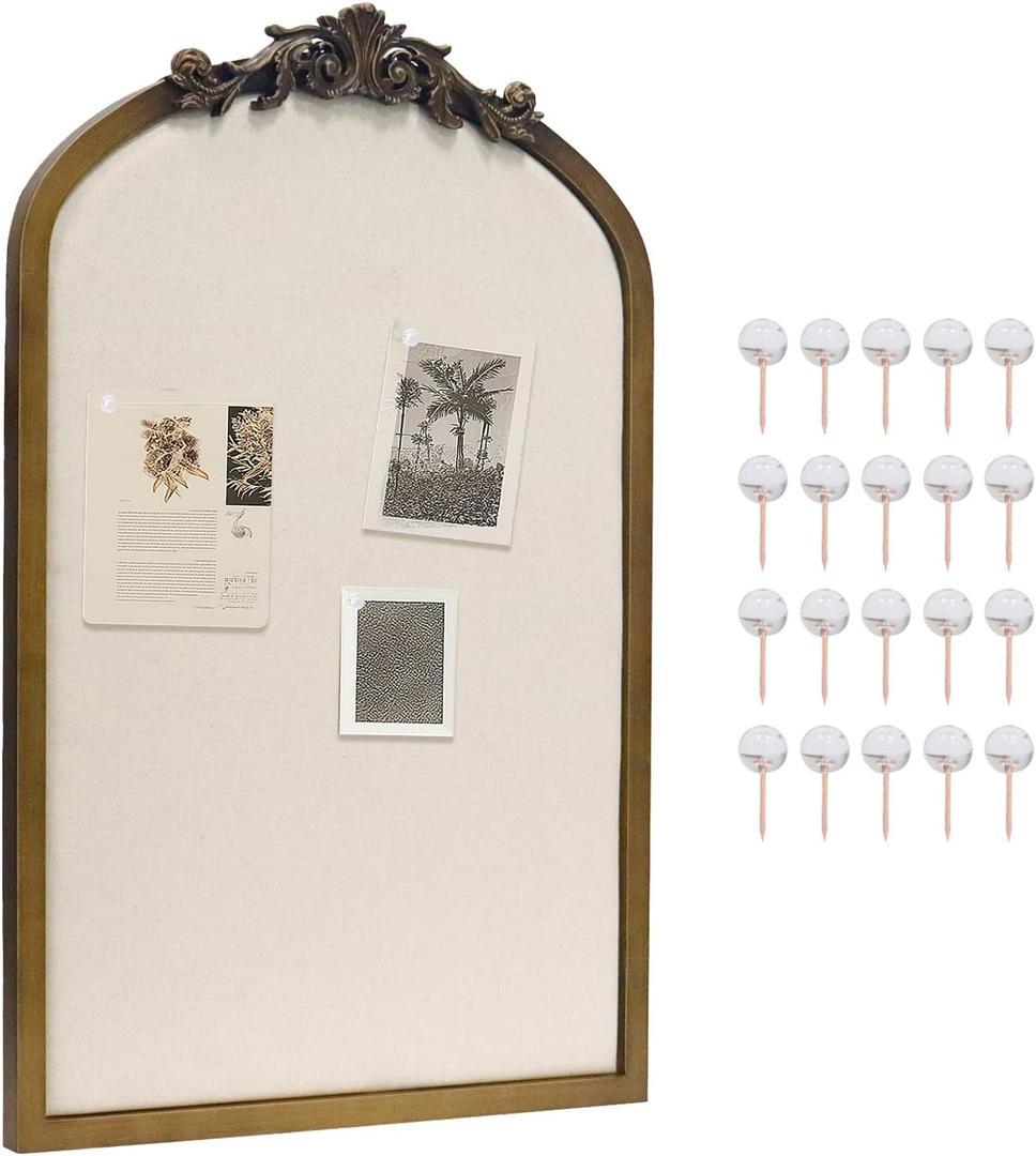 AIXI HOME Wood Antique Gold Bulletin Boards 19"x31",Ornate Vintage Cork Board for Wall Unique Display, Organization and Decor Options