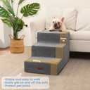 Aodisman Dog Stairs for Small Dogs & Cats,3-Step Extra Wide Non-Slip Pet Steps for Couch Sofa and Chair,Grey,15.7" H