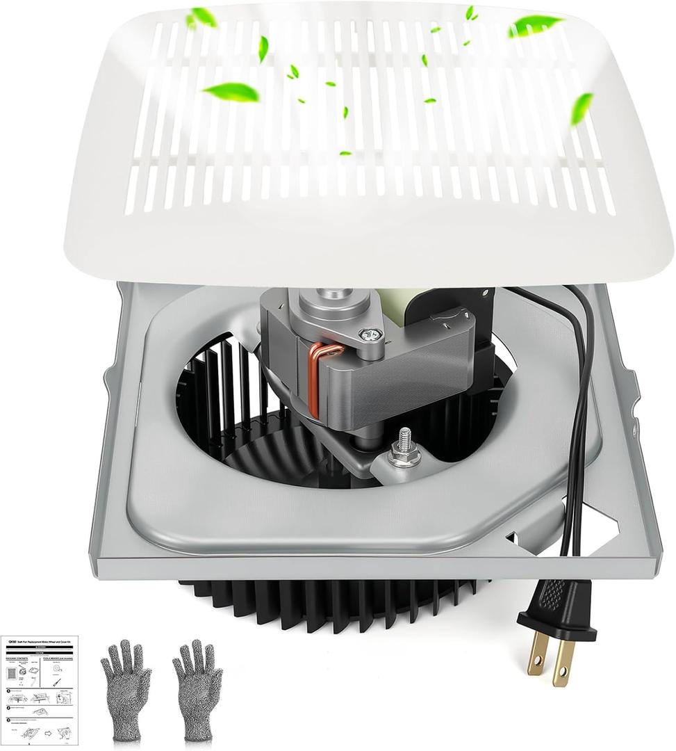 Upgraded QK60 Bathroom Exhaust Fan Replacement Quiet 2.5 Sone, 60 CFM High Airflow, Quick Install, Fits Models 693, 670-G/J/H, 671-G/J/H, 688-G/J/H/K, 689-G/J/K, 695-R01/R02/R03, 696N-R01/R02/R03