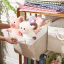 meekoo 8 Pack Collapsible Storage Bins Fabric Storage Bins Polyester Fabric Baskets with Handles Linen Closet Organizer for Shelf Home Closet Towels Toys(15 x 11 x 9.5 in,Beige)