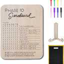 Phase 10 Score Board, 2025 New Wooden Scoreboard with 8 Colored Pegs & Black Handbag as a bonusfor Phase 10 Card Game Phase Ten Score and Round Tracker Fun Board Games for Families (Original Wood)