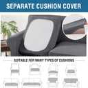 H.VERSAILTEX 3 Piece Stretch Sofa Covers for 2 Cushion Loveseat Couch Covers for Living Room Furniture Cover (Base Cover Plus 2 Seat Cushion Covers) Thicker Jacquard Fabric(Medium Sofa, Grey)
