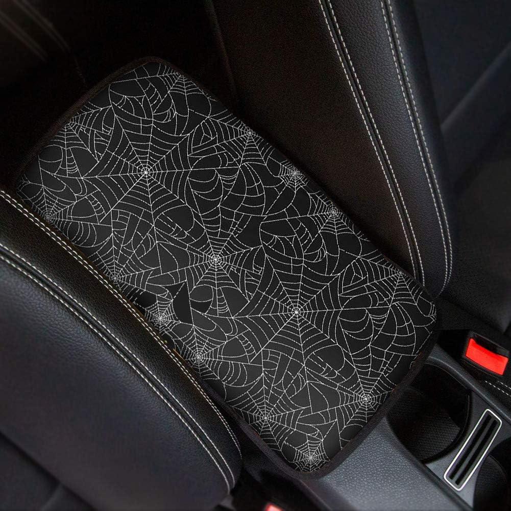 Dreaweet Stylish Spider Web Printed Black Car Center Console Armrest Cushion Cover Pad Soft Car Armrest Seat Box Cover Protector Auto Car Interior Accessories Decor