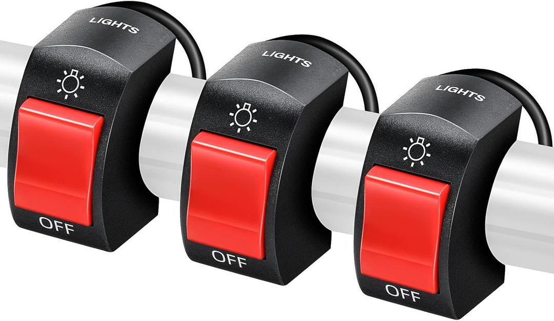 Frienda 3 Pieces Motorcycle Headlight Switch Handlebar Toggle Switch 7/8 Inch 22 mm 12v on Off Push Button for U5 U7 U2 Motorcycles Scooter Electromobile(Red)