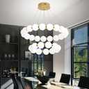 Modern Ring Chandeliers 2 Rings Bubble Chandelier Round Pendant Light Gold, 2-Ring Dia 16"+24"