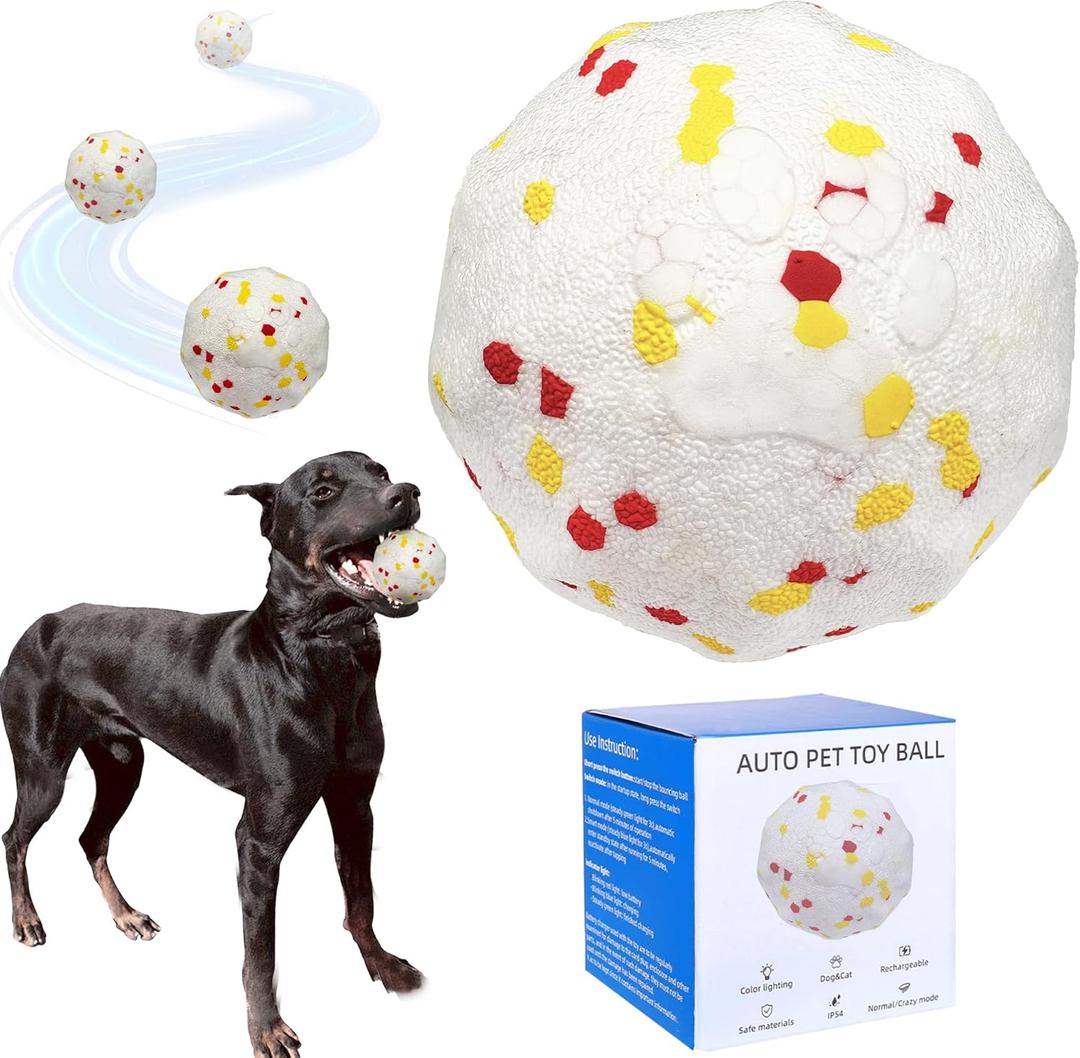 Interactive Dog Toys Dog Balls Activated Automatic Rolling Ball for Puppy Small Medium Dogs Smart Jumping Automatic Moving Bouncing and Rotating Ball Vibrating Keep Them Busy (White)