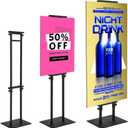 GUOHONG Poster Stand for Display Pedestal Sign Stand,Adjustable Floor Standing Sign Holder,Heavy Duty Banner Stand with Base Height Up to 75 inch Double-Sided for Board & Foam Sign (75in)