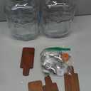 2PCS Large Drink Dispensers for Parties,Glass Beverage Dispenser with Wood Stand,Lemonade Drink Dispenser with Stainless Steel Spigot for Fridge,Water, Juice,Punch,Cocktails,Ice Tea & Sun Tea