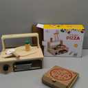 Wooden Pizza Toy - 48 PCS Montessori Pretend Play Food for Ages 3+, Educational Learning Toy Wooden Playset with Bake Oven, Christmas Birthday Gift for 3 4 5 6 Year Old