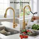 Gold Brushed Nickel Kitchen Faucet with Pull Down Sprayer, Vintage 3 Mode Sprayer Kitchen Sink Faucet for Praticial Use, Antique Farmhouse Style, Deck Mount