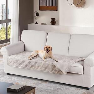 TAOCOCO 100% Waterproof Sofa Cushion Cover Reversible Couch Seat Cover for Dogs Pets Couch Cover for Chaise Sectional Sofa U Shape Sofa Furniture Protector Sofa Slipcover (Cream)