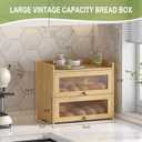 JANSNIMEN Large Bread Box for Kitchen Countertop Wooden Double Layer Breadbox Organizer with Window Vintage Farmhouse Bread Storage Container for Homemade Bread (Natural Bamboo)