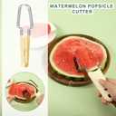 3 x 3-in-1 Watermelon Fork Slicer Cutter, Stainless Steel Watermelon Slicer Fork Melon Cutter Knife Fruit Watermelon Cutting Tool Multifunctional Portable Home Kitchen Gadgets (Beige)