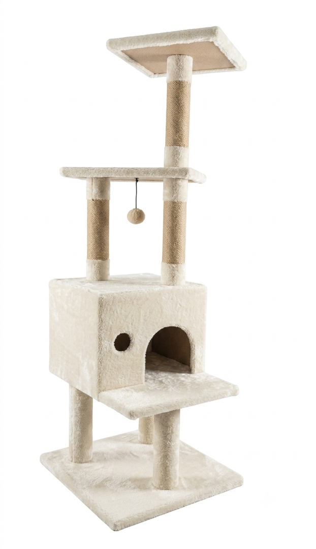 Cat Tree with Cat Scratching Post for Indoor Cats, Cat Tower with Scratching Board and Playful Toy Balls, Cat Tree Tower with Cozy Hammock - 134.5cm Ravi Cat Tree