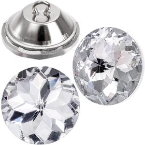 Frcctre 100 Pcs 25mm Rhinestone Crystal Buttons, Clear Tufting Button Upholstery Buttons with Metal Loop Button for Sewing Sofa Bed Headboard DIY Crafts Decorations