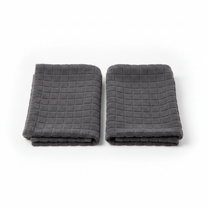 Ritz Premium Kitchen Towel and Dish Cloth Value Set: Highly Absorbent, Super Soft, Long-Lasting, 100% Cotton Checked and Solid Hand Towels, Tea Towels, Bar Towels - 2 Pack, Graphite