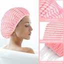  Large Shower Cap, Waterproof Reusable Shower Cap Double Layers Bath Caps with Hair Scrunchies for Long Thick Hair