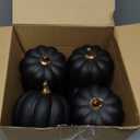 Liliful 12 Pack 4 Inch Fall Harvest Black Artificial Pumpkins Crafts Rustic Decorative Pumpkin Foam Pumpkins Decoration for Halloween Thanksgiving Wedding Dining Table Centerpiece Decorating