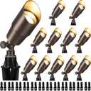 SUNVIE Solid Brass Low Voltage Landscape Lighting 12V Heavy Duty LED Landscape Lights Waterproof Landscape Spotlight Outdoor for Garden Yard, Classic Outdoor Spotlight Without Bulb, 12 Pack, Bronze