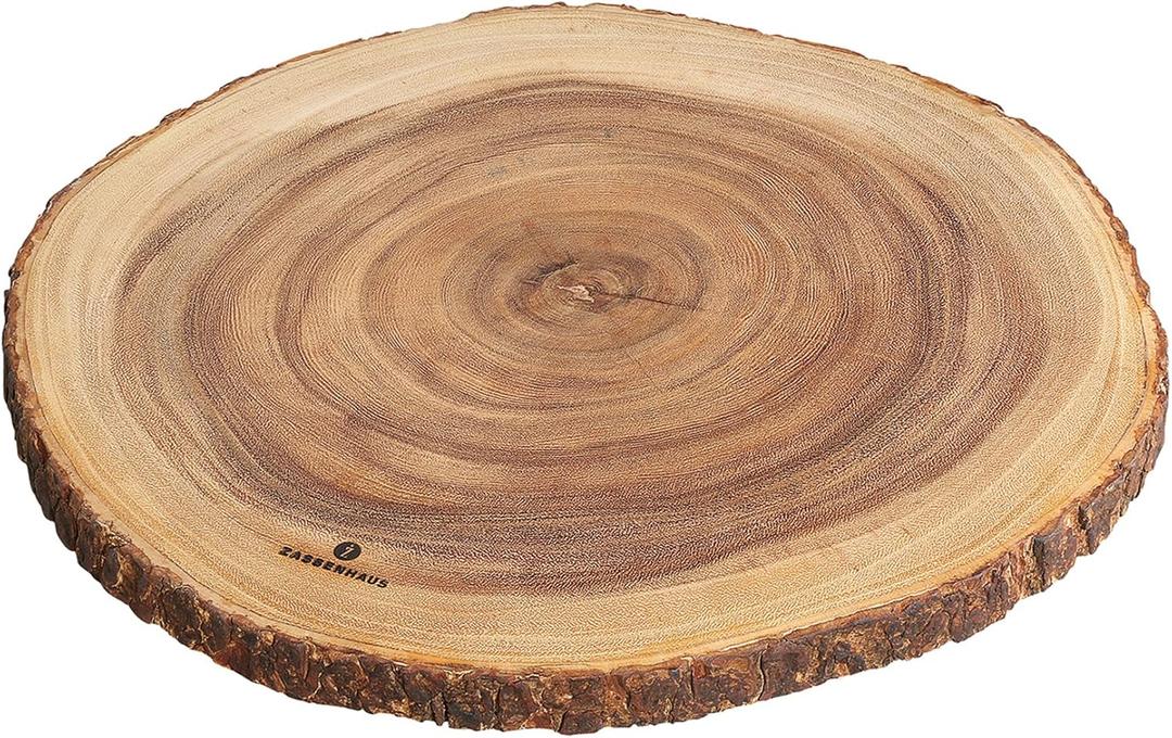Zassenhaus Round Wooden Cutting Board 18 Inch - Large Charcuterie Serving Platter - Wooden Board for Cake, Cheese & More