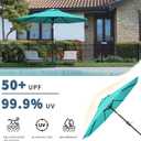 10FT Patio Umbrella, Outdoor Umbrella with Push Button Tilt and Crank, 8 Sturdy Ribs, UV Protection & Waterproof Market Umbrella for Pool, Backyard, Beach,Deck (Peacock Blue)