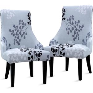 Liykimt Stretch Wingback Side Chair Slipcover-Accent Chair Cover Slipcover with Arm,Washable Upholstered Arm Dining Chair with Nailed Trim Protector for Dining Living Room(Gray,2) (Grey)