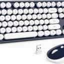 MOFII Wireless Keyboard and Mouse Combo, Dark Blue 2.4G Full Size Keyboard, Round Key Typewriter Keyboards and Cute Mice with 2 in 1 USB Dongle, for PC Laptop Chromebook Smart TV