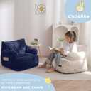 MAXYOYO Kids Bean Bag Chair, Stuffed Toddler Bean Bag Sofa with Filler Cozy for Boys and Girls, Lazy Sofa with Pocket Floor Chair for Gaming, Reading, Navy