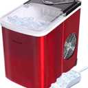 Frigidaire Compact Countertop Ice Maker, 26lbs of Ice per Day, Red Stainless