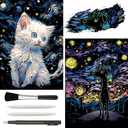 AP ARTSPER 2 Pack Night Glow Scratch Art Rainbow Painting Paper, Magic Glow-in-The-Dark Scraping, Van Gogh Style Creative Craft Set, Fun DIY Toy Sketch Card Scratchboard for Kids, Adults (Dog/Cat)