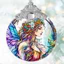 2 x Stained Glass Suncatcher, Jocidea Fairy Ornament, Christmas Ornaments, Holidays Ornaments, Christmas Tree Decor, Fairy Decor for Home, Fairy Gifts