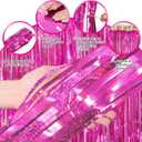 2 x 3Pack Fuchsia Foil Fringe Curtain Backdrop-3 Pack 3.3ft x 8.3ft Streamers for Birthday, Bachelorette, Wedding, Anniversary Christmas, New Year, Thanksgiving Parties